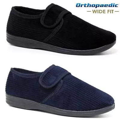 Mens Diabetic Orthopaedic Easy Close Wide Fitting Strap Slippers Shoes Size 6-14 • £14.95