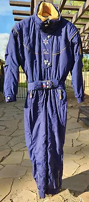 Vintage OBERMEYER 'Anna' Navy Blue Thermolite Insulated Snow Ski Suit Women's 8 • $83.99