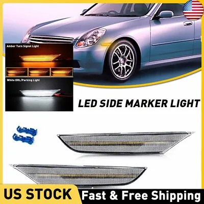 For 03-07 Infiniti G35 Coupe 2D White LED Clear Front Bumper Side Marker Lights • $30.99