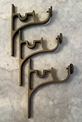 3 Restoration Hardware Double Rod Curtain Brackets Brass New Open Box • $45