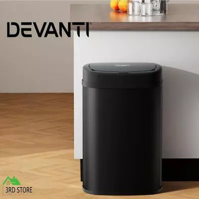 Devanti Sensor Bin 50L Motion Rubbish Trash Can Auto Touch Free Kitchen Black • $84.28