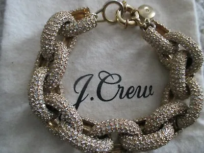  J Crew Pave Crystal Chunky Chain Link Statement Bracelet 8  • $49.99