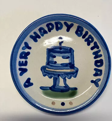 Vintage MA Hadley Pottery 4.25” Happy Birthday Coaster Cupcake Plate - EUC • $14.99