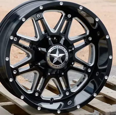 20  Black & Milled Lonestar Outlaw Wheels 20x10 8x170 -25mm Fits Ford F250 F350 • $1079.10