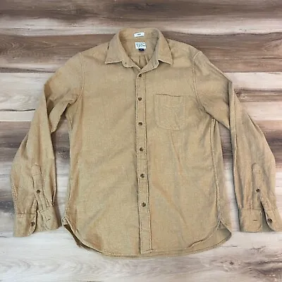 J Crew Shirt Mens Medium Chamois Flannel Beige Long Sleeve Cotton Pockets • $24.95