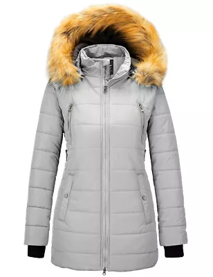 $72.89 • Buy Wantdo Women's Winter Puffer Jacket Warm Coats Quilted Thick Parka With Fur Hood