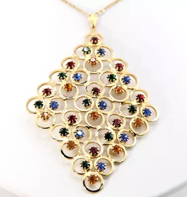 Vintage Sarah Coventry Golden Petals Pendant Necklace Prong Setting Rhinestone • $14.97