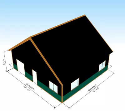 U.S. Made Galvanized Steel 34 X 32 Cabin Barndominium Or Steel Home Kit • $29994