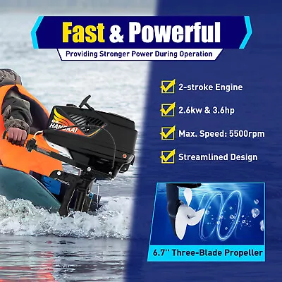 3.6HP HANGKAI 2 Stroke Outboard Motor Boat Engine Water Cooling CDI System • $246