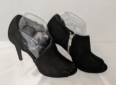 MICHAEL Michael Kors Womens Black Suede Elodie Booties Open Toe Side Zip Size 9M • $27.99