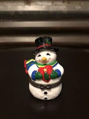 Snowman Trinket Holder Midwest Of Cannon Falls Porcelain Christmas Heart 2 3/4  • $4.95