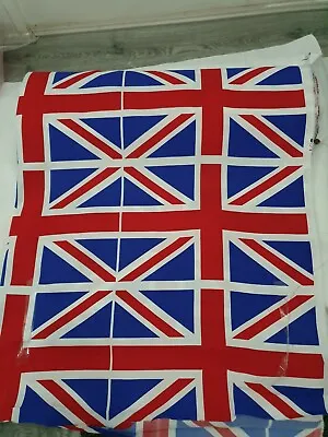 1m Large Woven Union Jack Flag Cotton Upholstery  Fabric 58   • £8.99