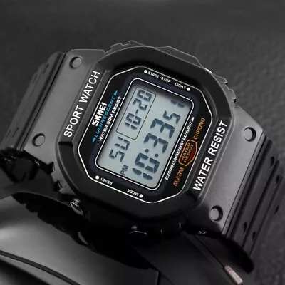 SKMEI Mens Digital Sports Waterproof Day Fashion Alarm Luxury Robber Wrist Watch • £11.49