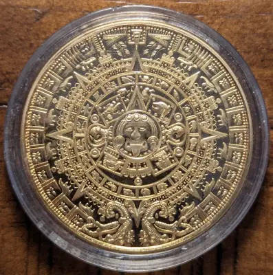 2012 Mexico Prophecy Of The Mayan Calendar Pyramid Gold Colored UNC Medal • $14.99