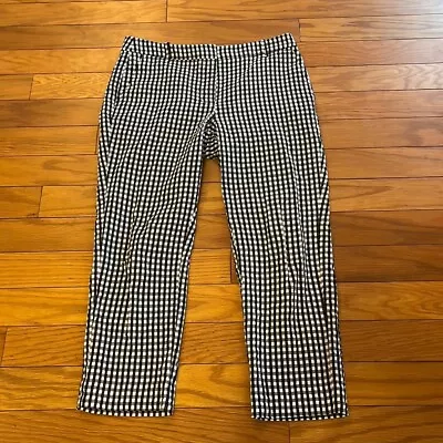 J. Crew Pants Womens 8 Blue White Plaid Gingham Skimmer Textured • $18.95