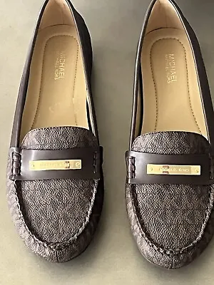 Michael Kors MK Brown Signature Loafers Flats Driver Shoes 7.5M • $31.99