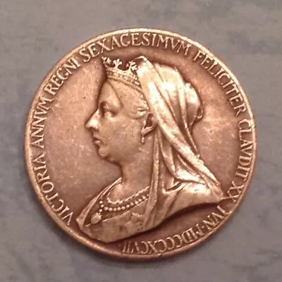 ~1897 Britain Royal Mint Queen Victoria Diamond Jubilee Sterling Silver Medal • $39