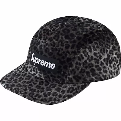 Supreme Velvet Leopard Camp Cap Black BOGO SS24 NEW IN STOCK FREE SHIPPING! • $79.99