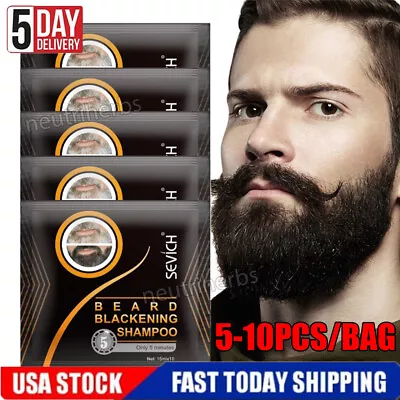Black Dye Men Beard Hair Coloring Mustache Darkening Sideburns Shampoo Grooming • $11.65