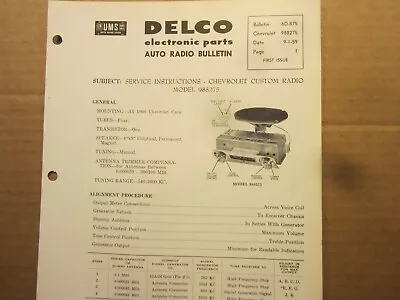 1960 Chevy Delco Custom Radio Service Manual • $8