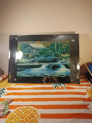Vintage Light Up Waterfall Mill Picture Art Water & Brid Sounds 25.5 X 17” Read • $74.99