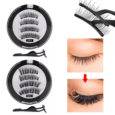 Magnetic Double Eyelashes Reusable 3D False Magnet Eyes Lashes Extension Natural • £6.19