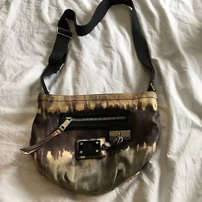 LAMB Brown Gray Tie Dye Purse Adjustable Strap Zipper Crossbody Bag Y2k Stefani • $39.80