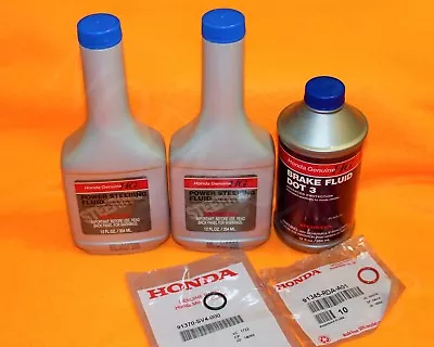 NEW GENUINE HONDA Power Steering Pump Oil Fluid & Brake Fluid & O-RINGS 5pc SET • $28.95