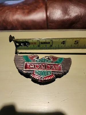 Vintage Honda Motor Cycles Belt Buckle Solid Brass 1970s Wings Logo Colored • $22.95