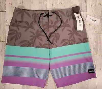 Hurley Phantom Weekender Board Shorts Swim Trunks Size 36 Palm Trees 20  Gray • $22.99