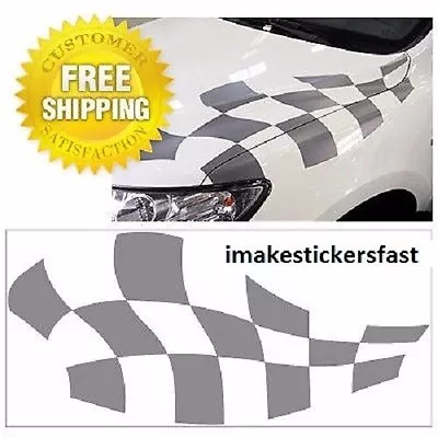 Checkered Flag Hood Decal Fender Auto Vinyl Car Truck Body Racing Stripe Rally • $19.95