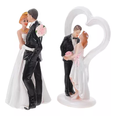  2 Pcs Bride Groom Ornaments Wedding Figurines Couple Dessert • £13.19