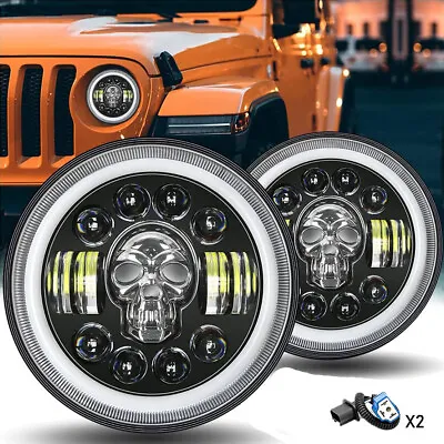 7 Inch LED Headlights Skull RGB Round Lights For Mercedes G Land Rover Defender • $36.54