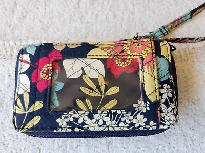 Vera Bradley Happy Snails Zip Around Wristlet Navy Floral Design Mint! • $14.95