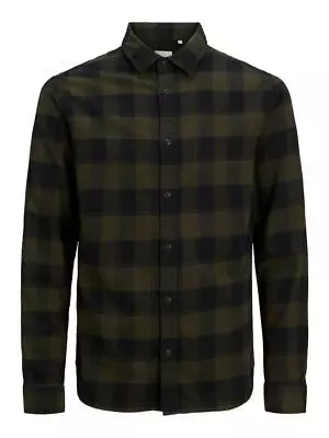 Jack & Jones Men's Shirts Check Slim Fit Long Sleeve Casual • £14.99