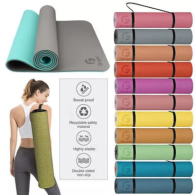 Gruper Yoga Mat Thick Non Slip Gym Mat For Exercise Fitness Pilate Workout Mat • £8.99