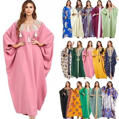 Moroccan Muslim Women Kaftan Oversize Batwing Sleeve Maxi Dress Abaya Dubai Robe • $36.65