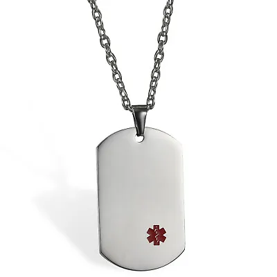 Men's Stainless Steel Medical Alert ID Dog Tag Pendant Necklace Free Engraving • $9.89