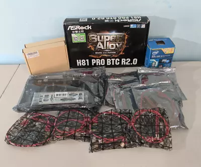 Asrock Motherboard H81 Pro Btc | Intel I3-4150 & 10 PCE164P-N08 Riser Cards • $75