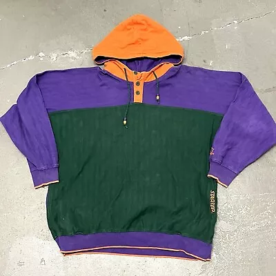 Vintage 1990’s Starter S2 Colour Blocked Pullover Hoodie XL Green Orange • $58.13