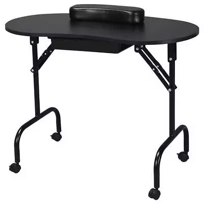 Folding Manicure Table Portable Nail Station Nail Beautician Desk With Bag Black • $94.48