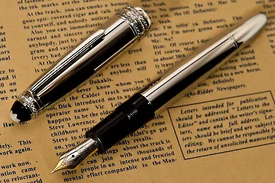 Rare Montblanc Solitaire Royal Steel Diamonds Le-grand ( 146 ) Fountain Pen. • $50