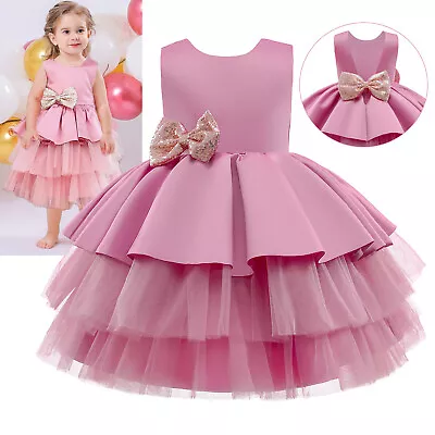 Flower Baby Girls Princess Tutu Dresses Party Lace Bridesmaid Wedding Dress Gift • £10.82