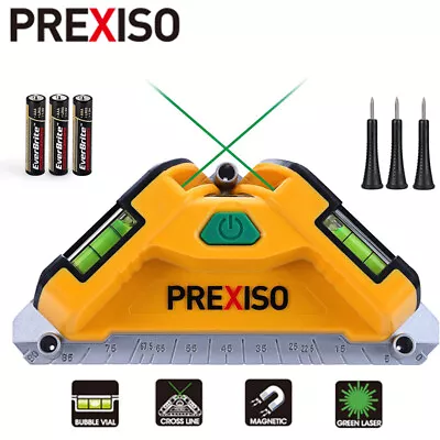 PREXISO Square Laser 65 Ft Green Beam Floor Tile Laser Level 3 Mounting Pins 3AA • $50.99