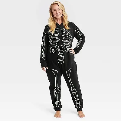 Women's Glow-In-The-Dark Skeleton Halloween Matching Family Union Suit - Hyde & • $14.99