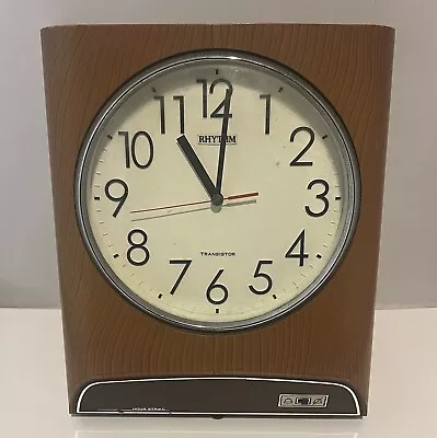 Vintage RHYTHM TRANSISTOR Wall Clock Battery Operated - Working EUC Sound Chimes • $300