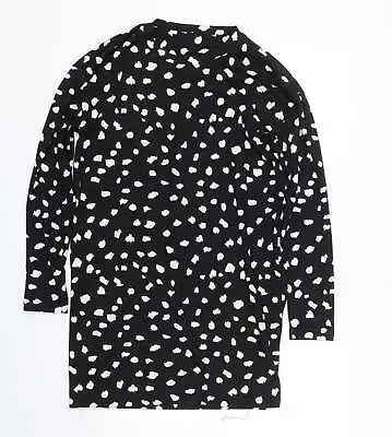 £3 • Buy F&F Womens Black Polka Dot Polyester Basic T-Shirt Size 12 Roll Neck