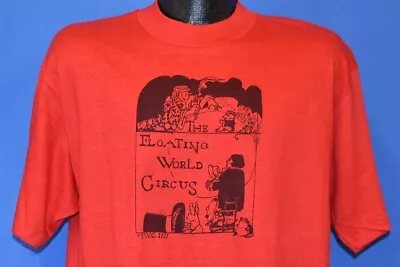 Vintage 70s FLOATING WORLD CIRCUS MAGICIAN BUNNY WIZARD TORCH T-shirt LARGE L • $36.30