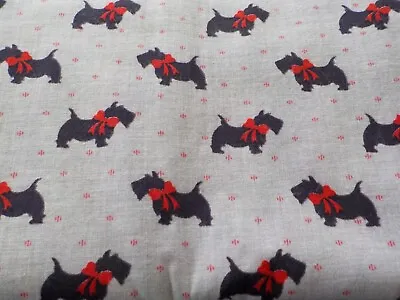 Ameritex Cotton Fabric-Scottie Dogs On Gray Background 1 Yard-sku 030845 • $7