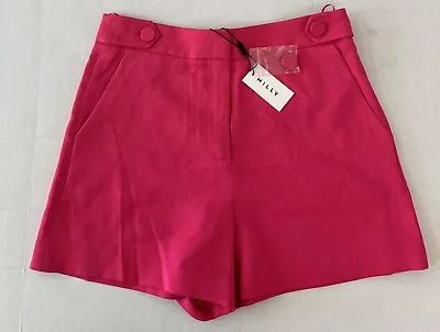 MILLY Aria Cady Sz 2 Button Tab Shorts MILLY Pink $245 • $46.15
